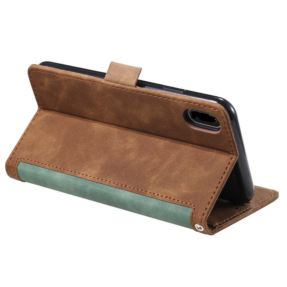Vintage Splicing Style Wallet Stand Leather Case for iPhone XR 6.1 inch - Green-7