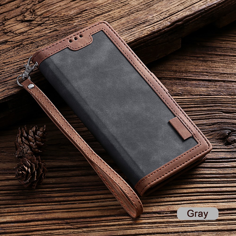 Retro Splicing Leather Covering for iPhone 11 Pro 5.8 inch - Grey-12