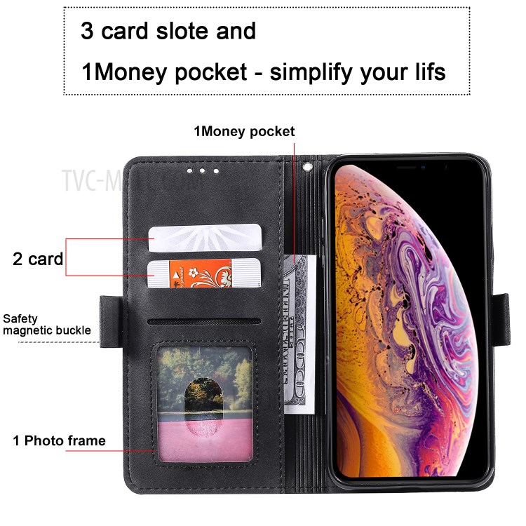 Vintage Splicing Style Wallet Stand Leather Phone Casing for iPhone XS Max 6.5 inch -  Red-11