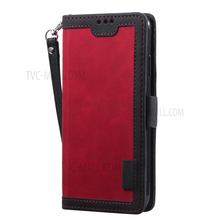 Vintage Splicing Style Wallet Stand Leather Phone Casing for iPhone XS Max 6.5 inch -  Red-4