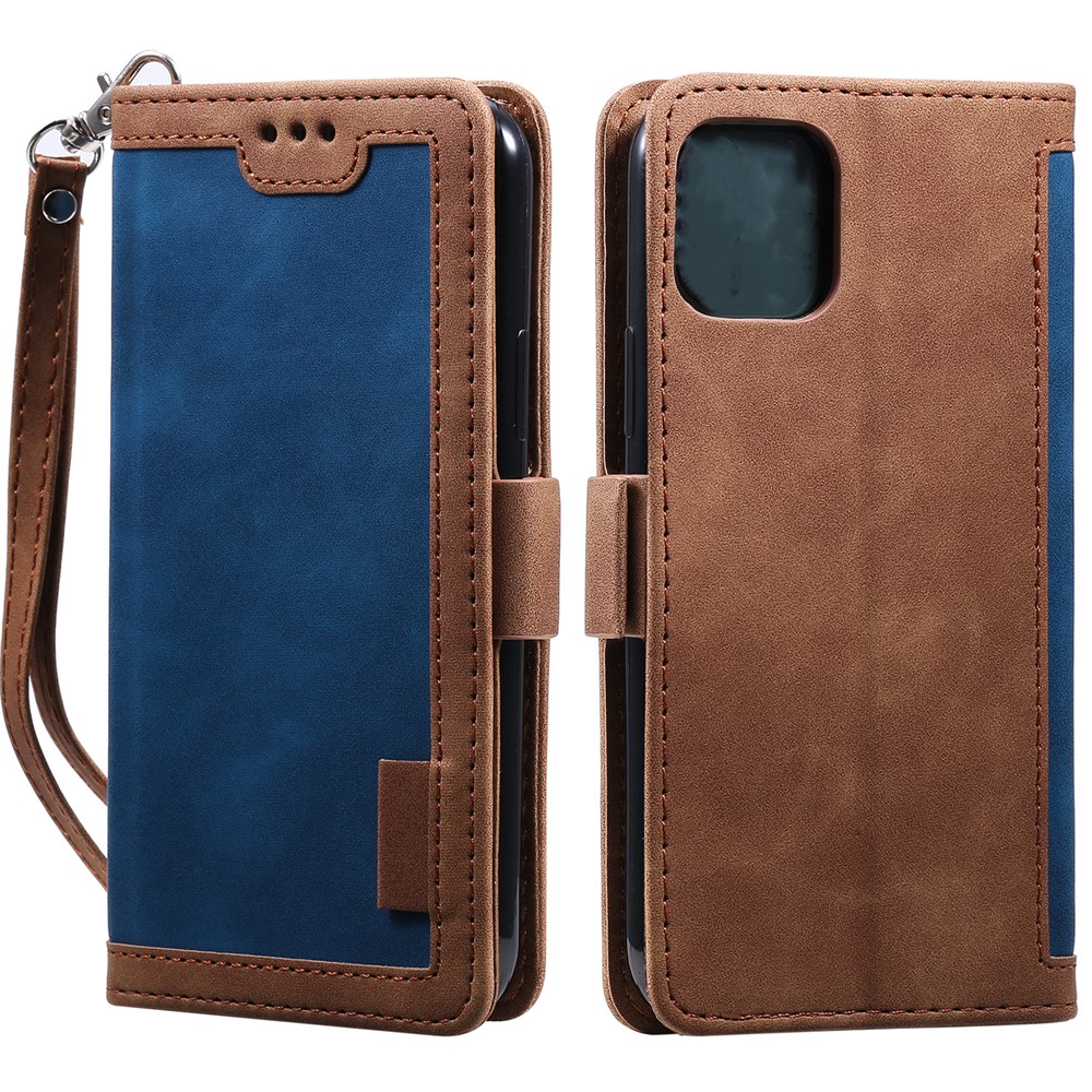 Retro Splicing Style Wallet Stand Leather Phone Case for iPhone 11 6.1 inch - Blue-2