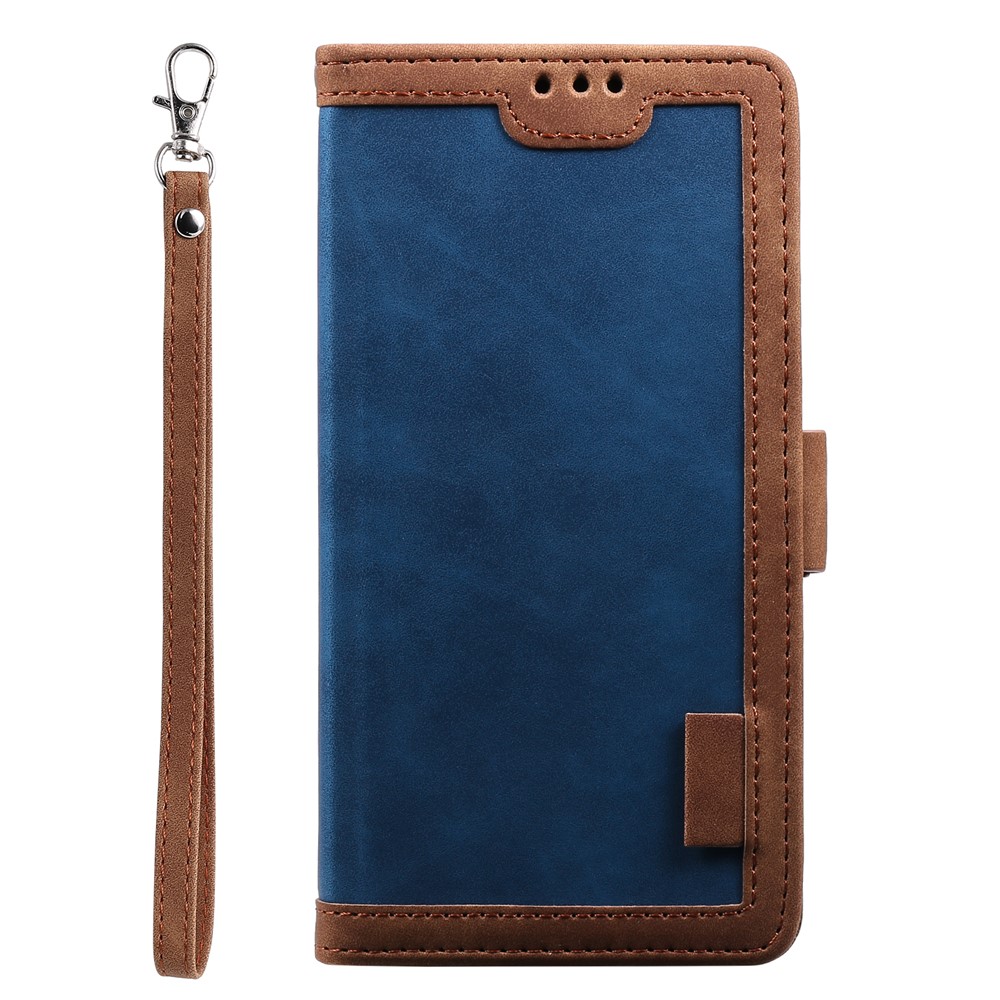 Retro Spleißstil Wallet Stand Leder Telefon Hülle Für Iphone 11 6,1 Zoll - Blau-3