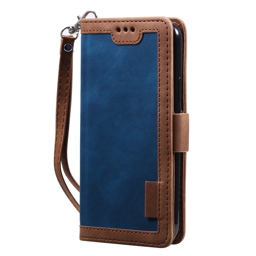 Retro Spleißstil Wallet Stand Leder Telefon Hülle Für Iphone 11 6,1 Zoll - Blau-4