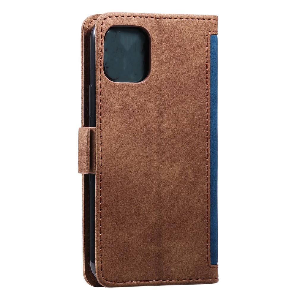 Retro Splicing Style Wallet Stand Leather Phone Case for iPhone 11 6.1 inch - Blue-5