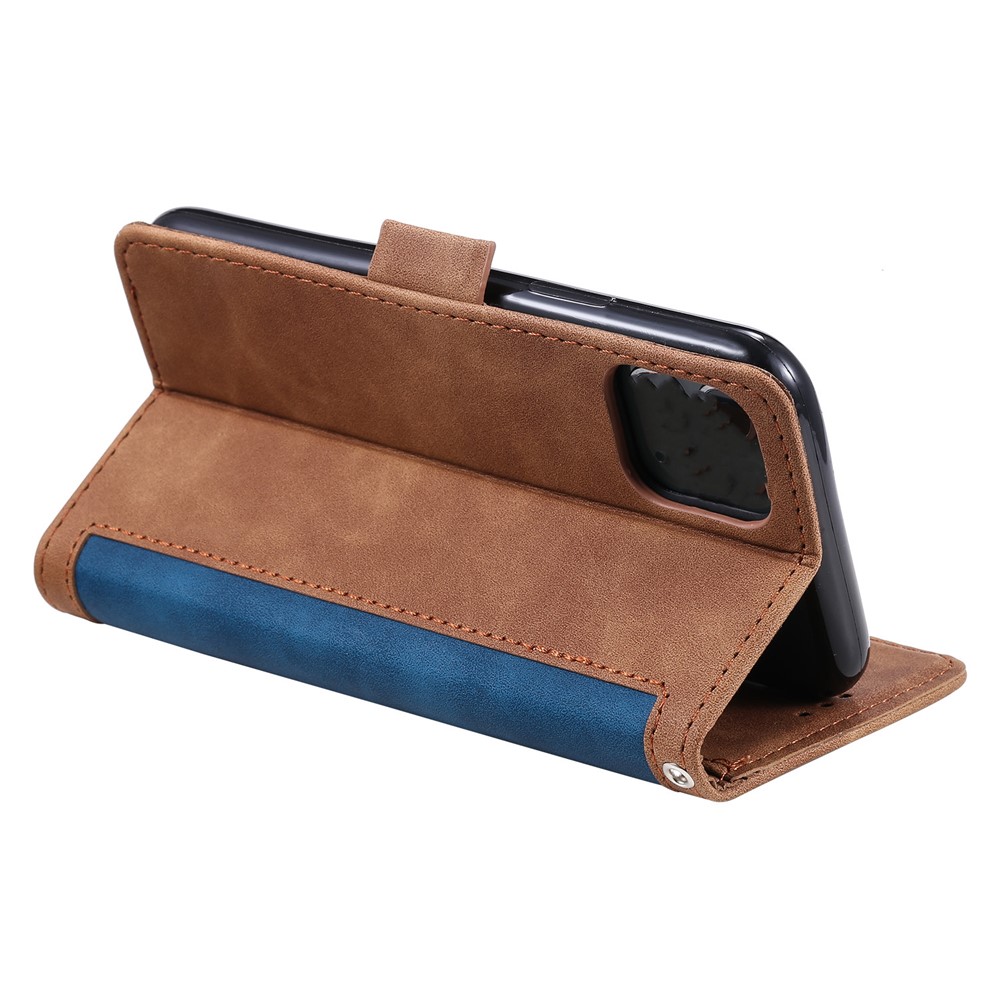 Retro Spleißstil Wallet Stand Leder Telefon Hülle Für Iphone 11 6,1 Zoll - Blau-7