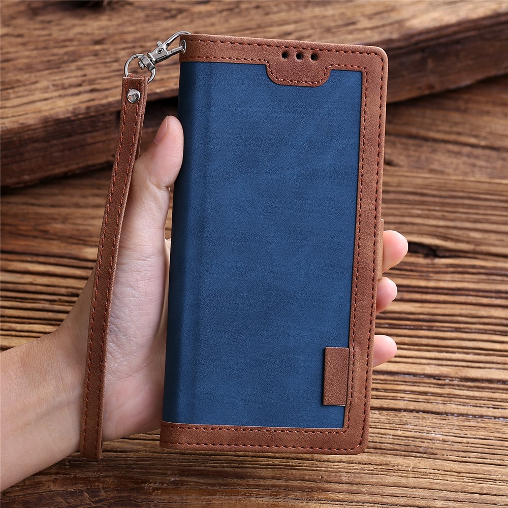 Retro Spleißstil Wallet Stand Leder Telefon Hülle Für Iphone 11 6,1 Zoll - Blau-9