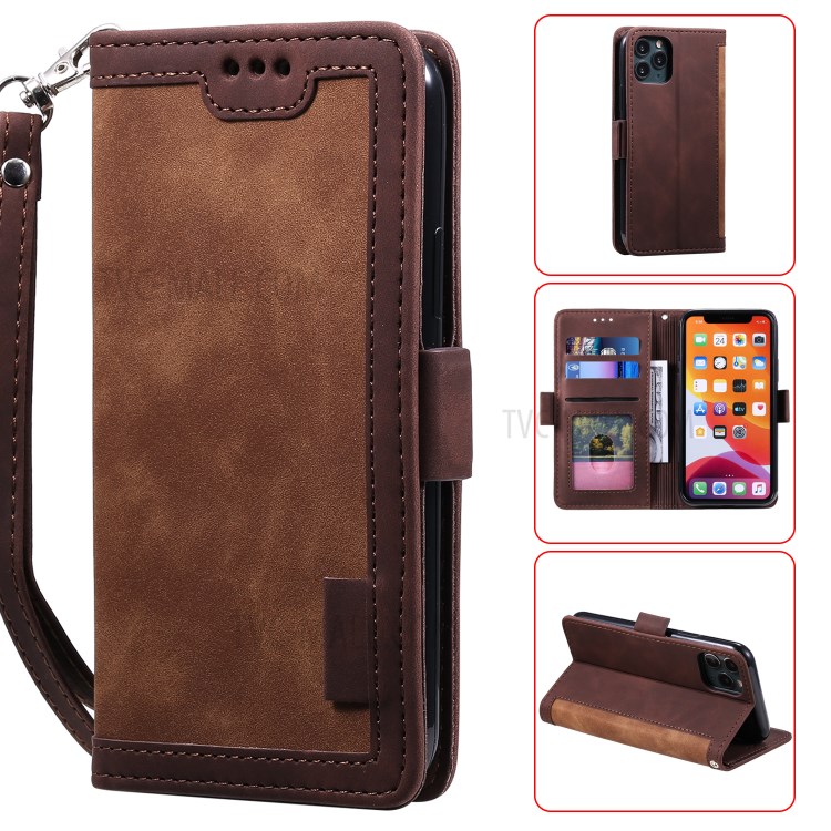 Vintage Splicing Style Wallet Stand Leather Protective Phone Case for iPhone 11 Pro Max 6.5 inch - Brown-1