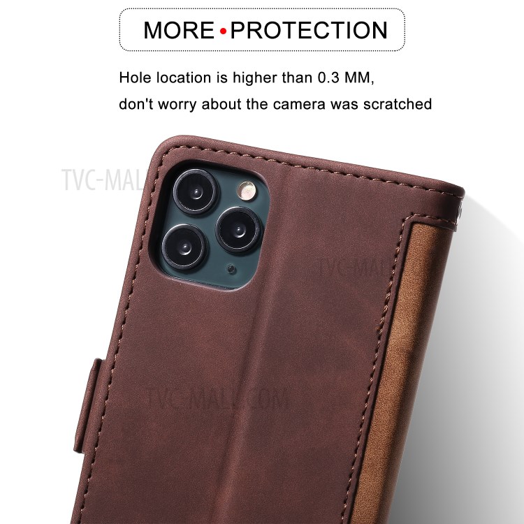 Vintage Splicing Style Wallet Stand Leather Protective Phone Case for iPhone 11 Pro Max 6.5 inch - Brown-10