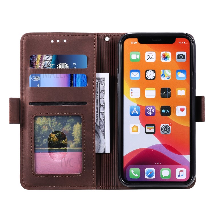 Vintage Splicing Style Wallet Stand Leather Protective Phone Case for iPhone 11 Pro Max 6.5 inch - Brown-6