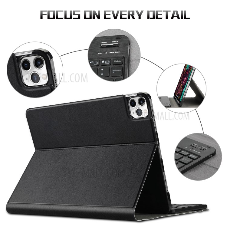 For Apple iPad Pro 11-inch (2020) Bluetooth Keyboard and Detachable Leather Cover - Black-9