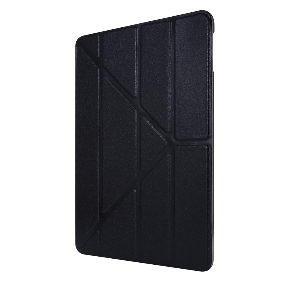 Origami Stand Silk Texture Leather Smart Case for iPad Pro 12.9-inch (2020) / (2018) - Black-1
