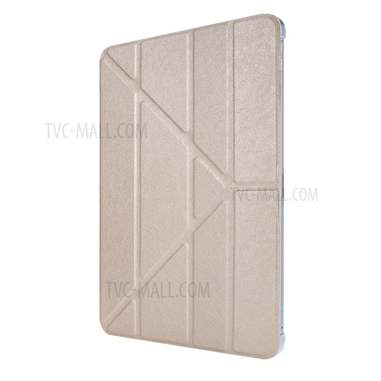 Texture Soie Cuir Support Origami Cas À Puce Pour IPad Pro 12,9 Pouces (2020) - Or-2