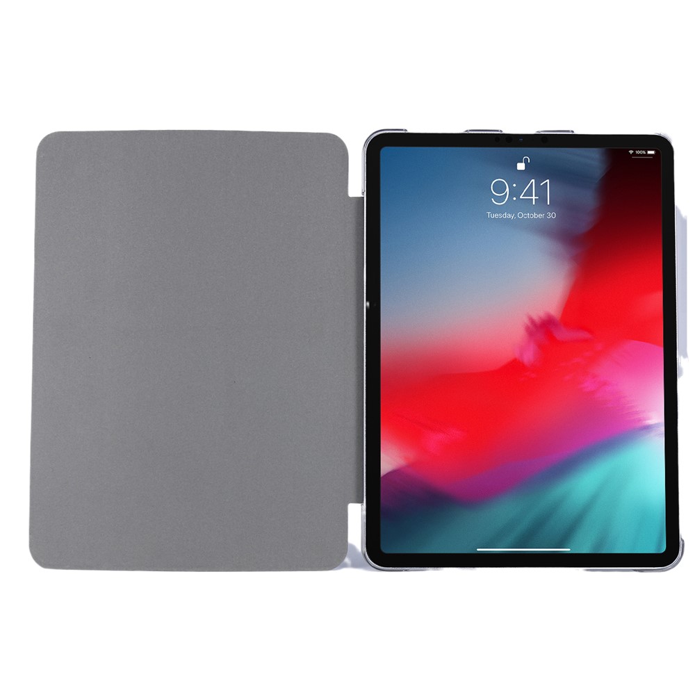 Texture en Soie Tri-fold Stand pu Leather Flip Tablet Shell Pour Ipad Pro 12,9 Pouces (2020) / (2018) - Bleu Ciel-3