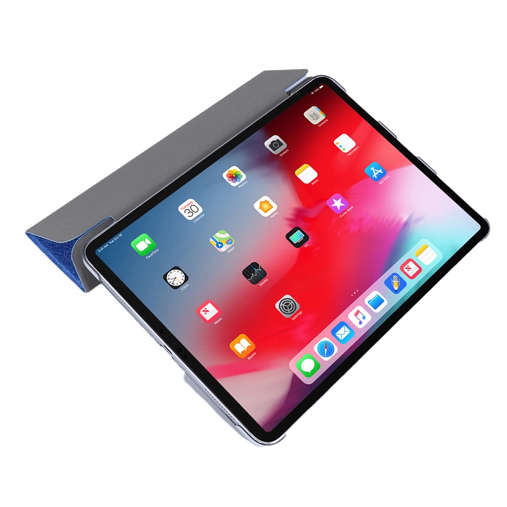 Texture en Soie Tri-fold Stand pu Leather Flip Tablet Shell Pour Ipad Pro 12,9 Pouces (2020) / (2018) - Bleu Ciel-5