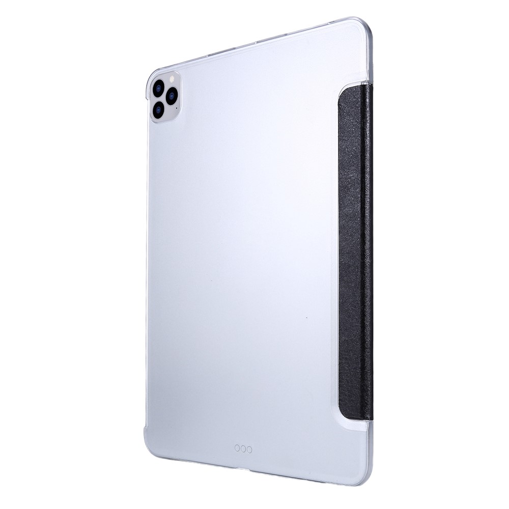 Silk Texture Tri-fold Stand PU Leather Flip Tablet Shell for iPad Pro 12.9-inch (2020) / (2018) - Black-3