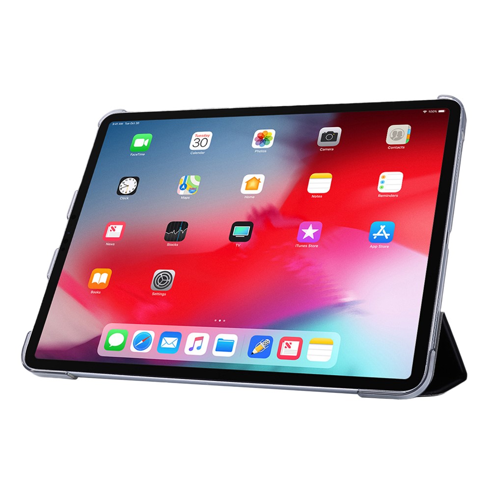 Silk Texture Tri-fold Stand PU Leather Flip Tablet Shell for iPad Pro 12.9-inch (2020) / (2018) - Black-4