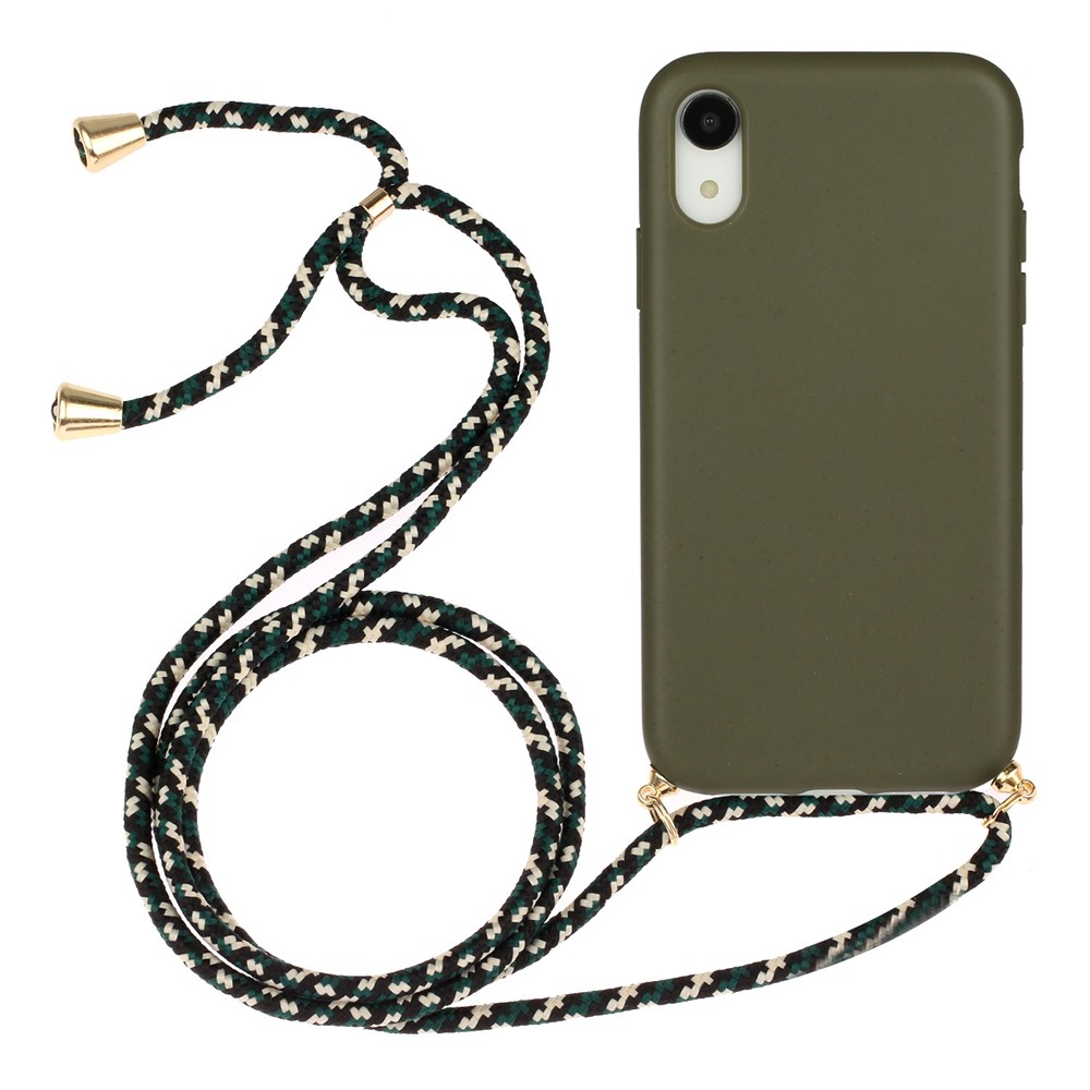 Caso De La Protección Del Teléfono De TPU Suave Con Correa De Múltiples Funciones Para El Iphone XR 6.1 Pulgadas - Verde-1