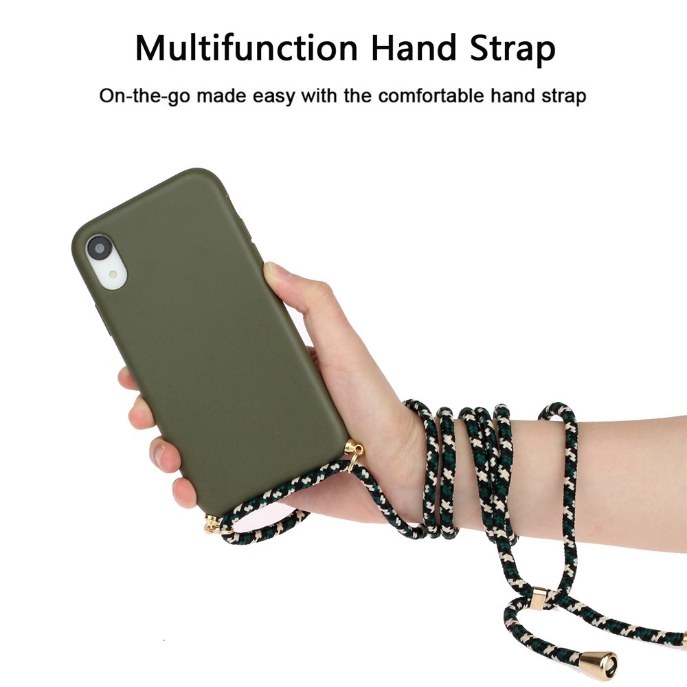 Caso De La Protección Del Teléfono De TPU Suave Con Correa De Múltiples Funciones Para El Iphone XR 6.1 Pulgadas - Verde-3