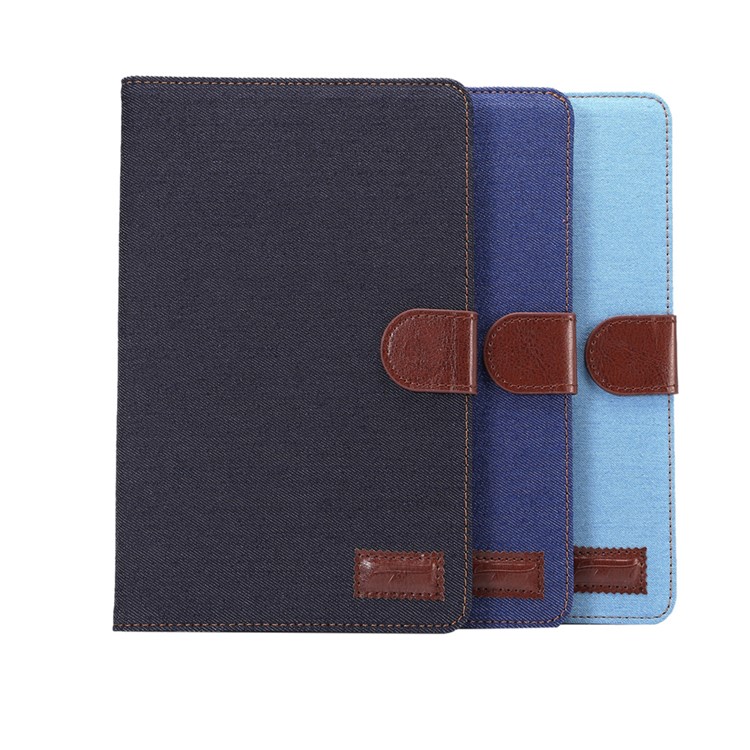 Jeans Cloth Skin Wallet Smart Leather Case for iPad Pro 9.7 - Light Blue-8