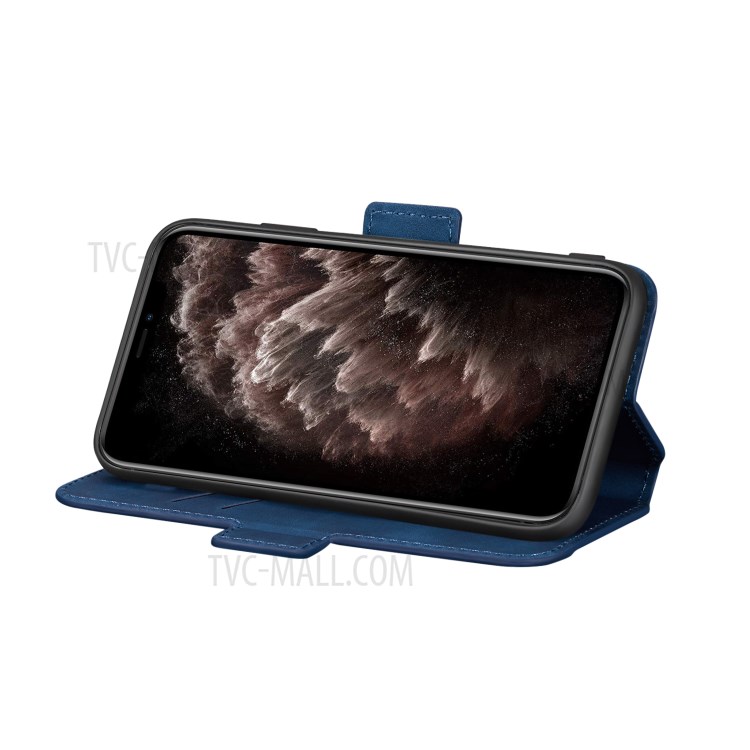 Retro Style Splicing Matte Leather Cover with Card Slots for iPhone 11 Pro Max 6.5 inch - Blue-4