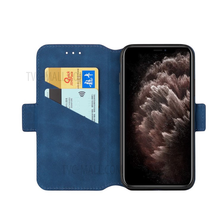 Retro Style Splicing Matte Leather Cover with Card Slots for iPhone 11 Pro Max 6.5 inch - Blue-6