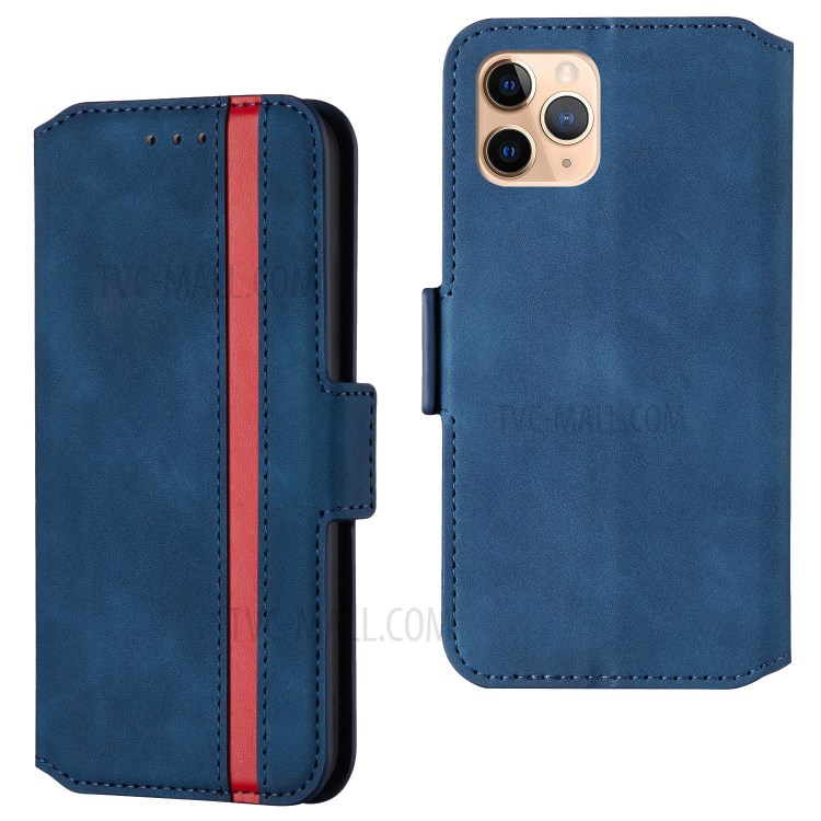 Retro Style Splicing Matte Leather Case Phone Shell with Card Slots for iPhone 11 Pro 5.8 inch - Blue-1