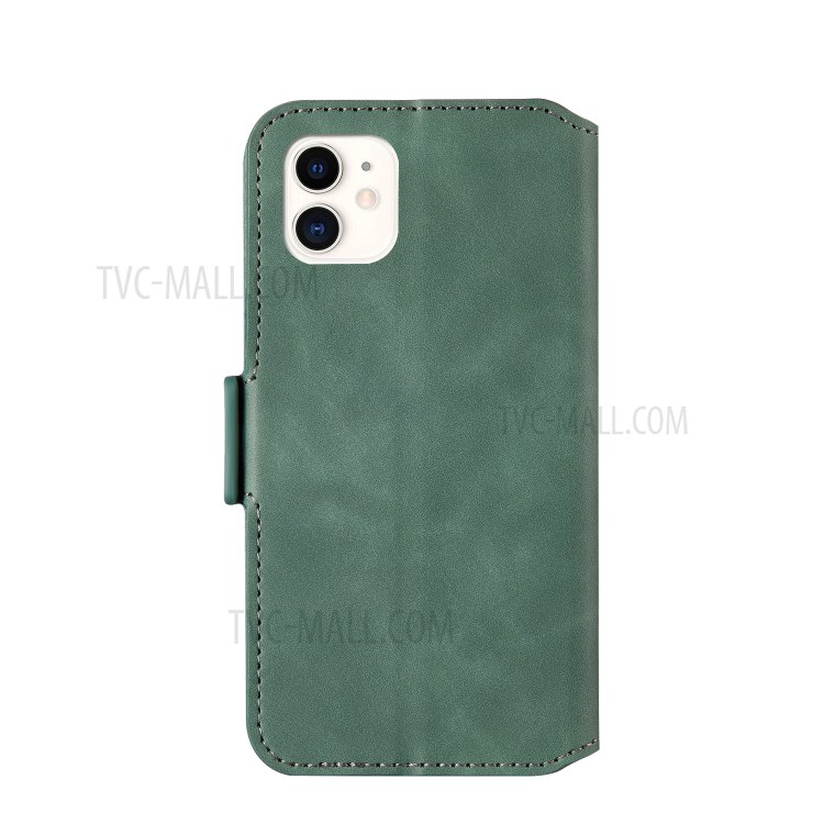 Retro-Stil Spleißen Matte Leder-Kartenhalterkasten Für Iphone 11 6.1 Zoll - Grün-5