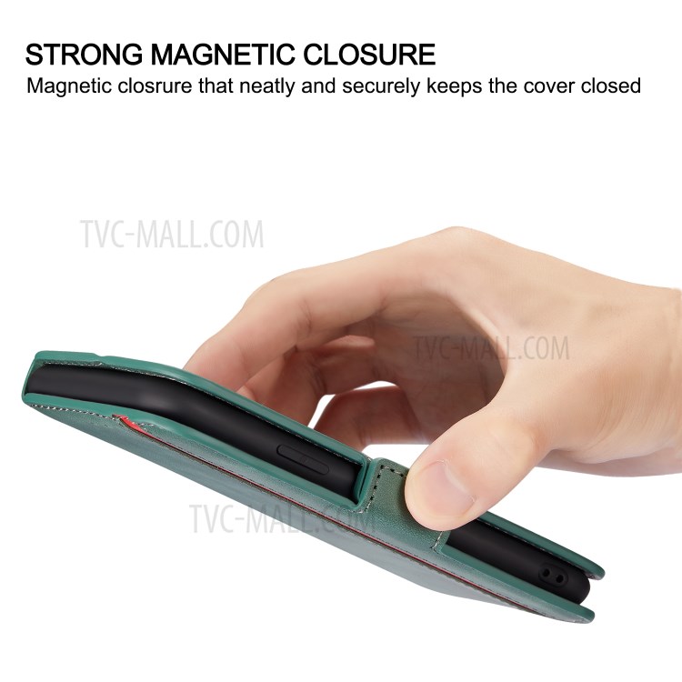 Retro-Stil Spleißen Matte Leder-Kartenhalterkasten Für Iphone 11 6.1 Zoll - Grün-7