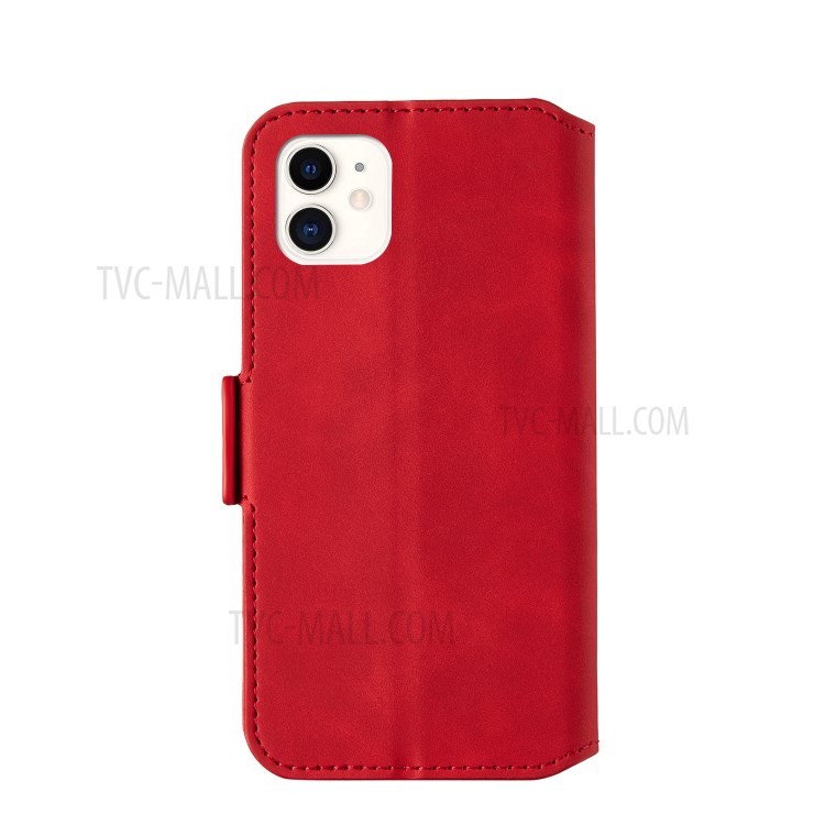 Retro-Stil Spleißen Matte Leder-Kartenhalterkasten Für Iphone 11 6.1 Zoll - Rot-5