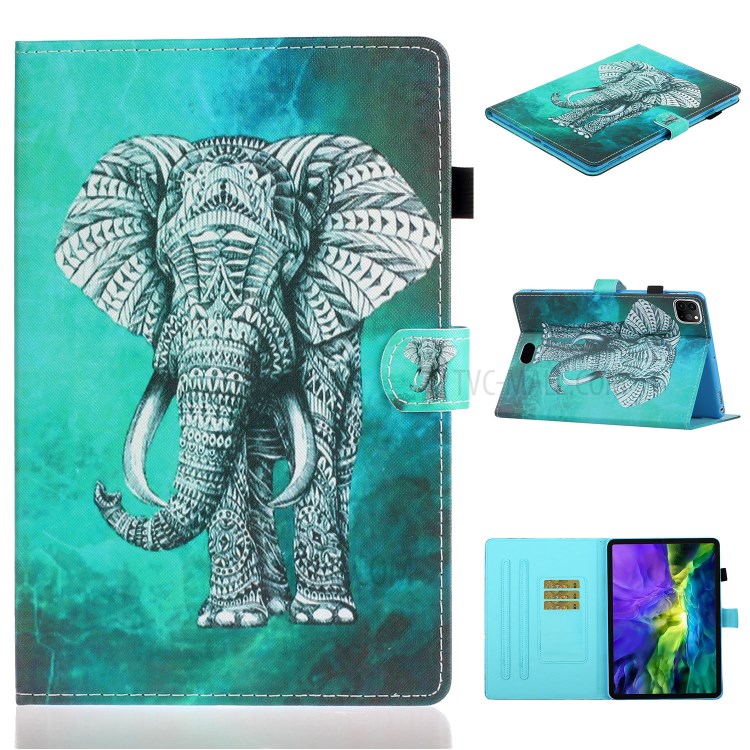 Pattern Printing Card Slots Flip Leather Phone Cover for iPad Pro 11-inch (2020) - Elephant-1