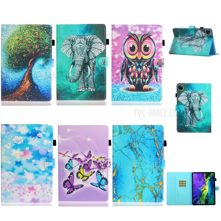 Pattern Printing Card Slots Flip Leather Phone Cover for iPad Pro 11-inch (2020) - Elephant-9