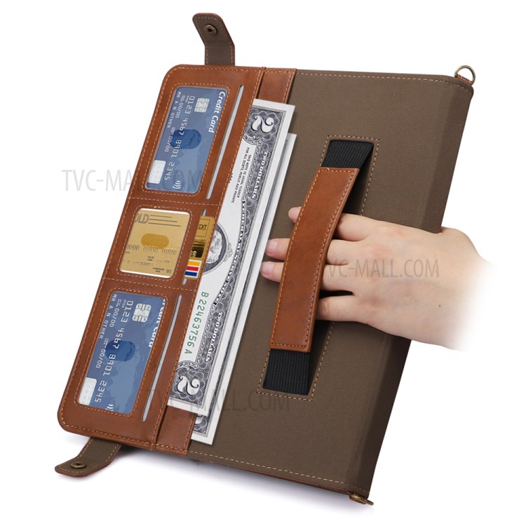 Enveloppe Portefeuille De Style Shell Tablette En Cuir Stand Avec Fente Stylo Pour Ipad Pro 12,9 Pouces (2020) - Marron-4
