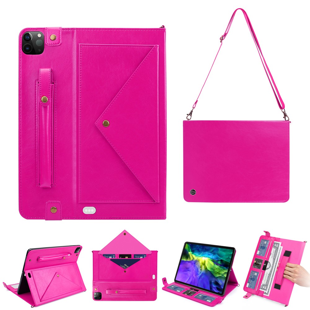 Shell Estilo Envelope Tablet Couro Estande Carteira Com Slot Para Caneta De Ar Ipad (2020) / Pro De 11 Polegadas (2020) (2018) - Rosa-1