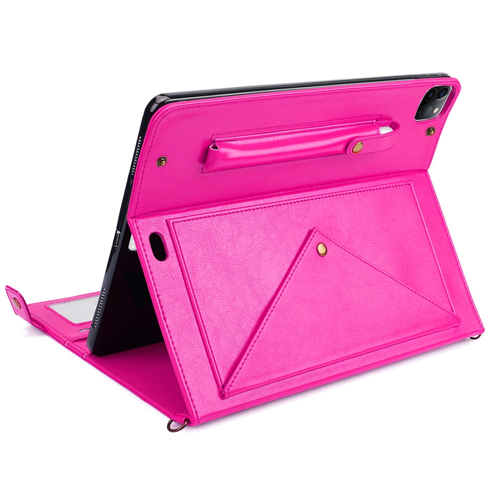 Shell Estilo Envelope Tablet Couro Estande Carteira Com Slot Para Caneta De Ar Ipad (2020) / Pro De 11 Polegadas (2020) (2018) - Rosa-3