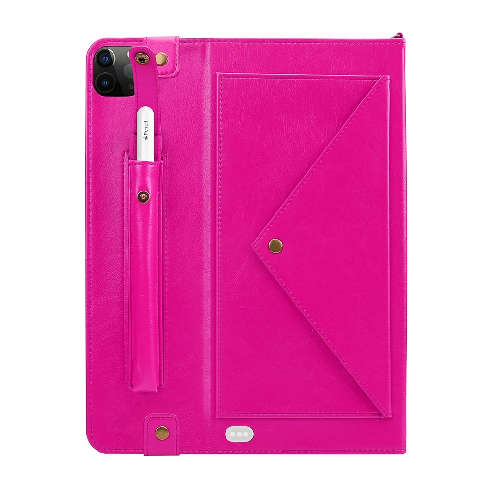 Shell Estilo Envelope Tablet Couro Estande Carteira Com Slot Para Caneta De Ar Ipad (2020) / Pro De 11 Polegadas (2020) (2018) - Rosa-5