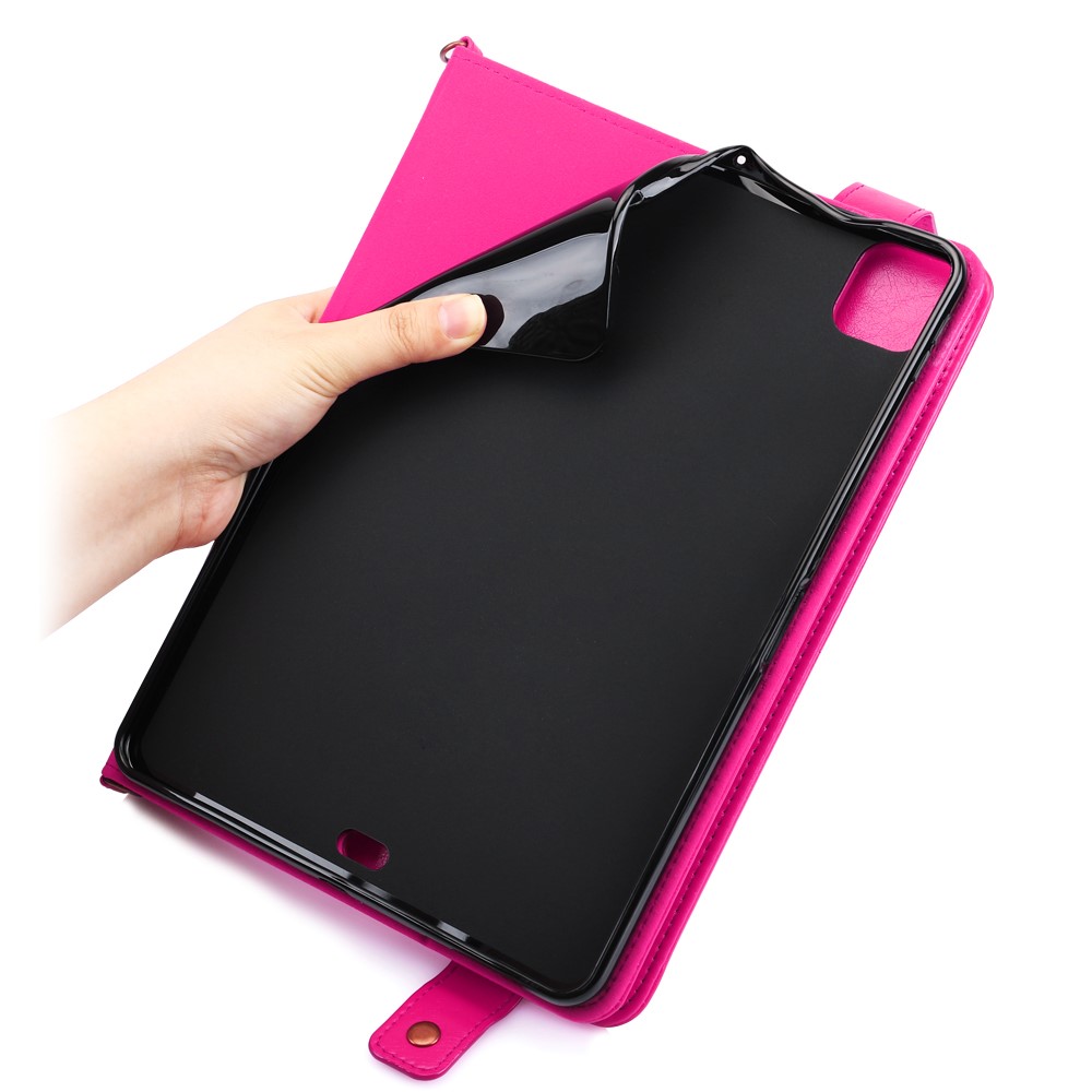 Shell Estilo Envelope Tablet Couro Estande Carteira Com Slot Para Caneta De Ar Ipad (2020) / Pro De 11 Polegadas (2020) (2018) - Rosa-8