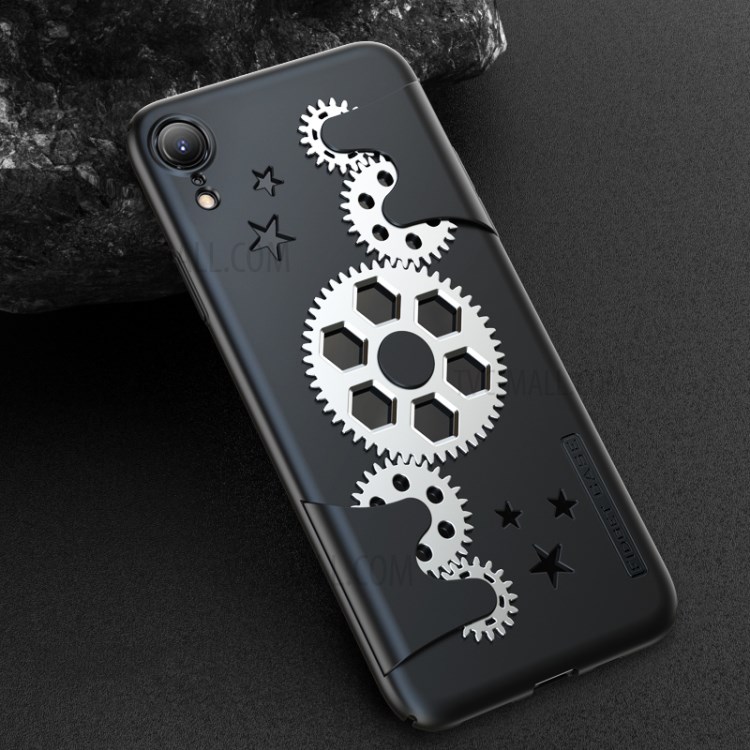 Wheel Gear Design Plastic Phone Case for iPhone XR 6.1-inch - Black/Silver-1