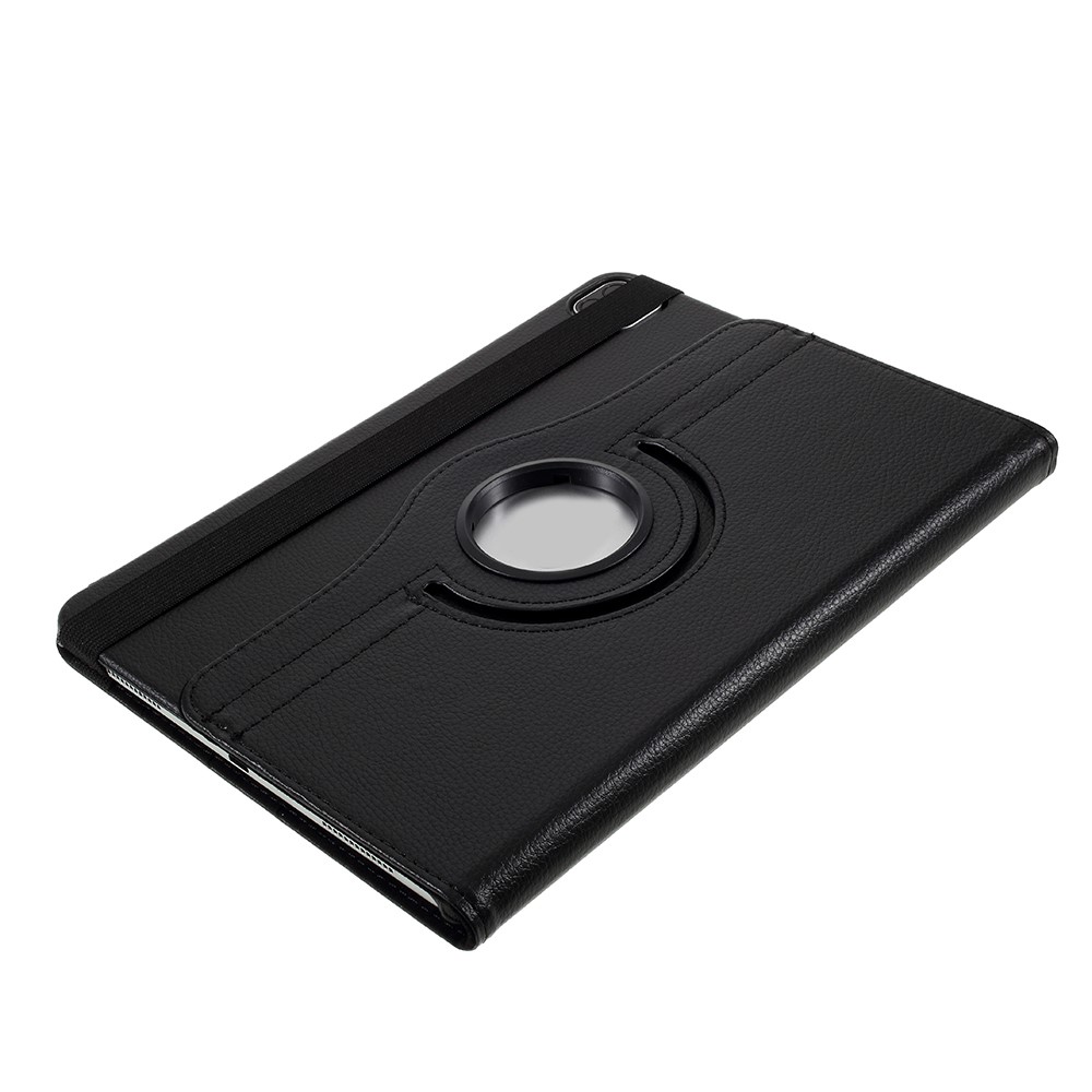 Couvercle de Boîtier en Cuir Litchi Skin Avec Support Rotatif à 360 Pour Ipad Pro 12,9 Pouces (2020) (2018) - le Noir