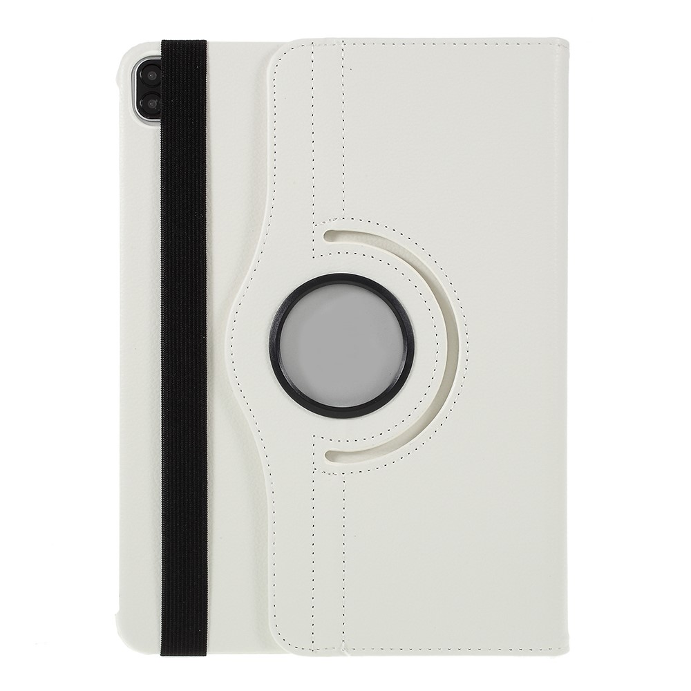 Litchi Skin Leather Case Cover with 360 Rotating Stand for iPad Pro 12.9 (2022) (2021) (2020) (2018) - White
