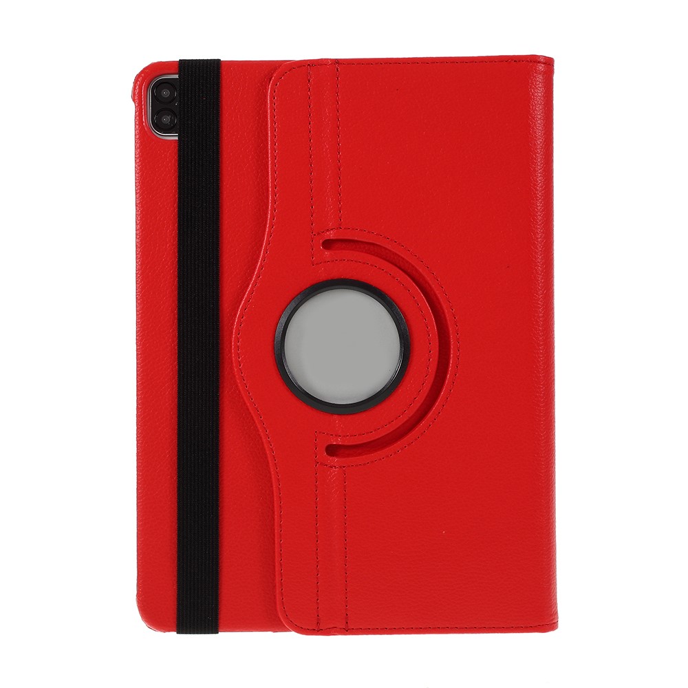 Litchi Skin Leather Case Cover with 360 Rotating Stand for iPad Pro 12.9 (2022) (2021) (2020) (2018) - Red