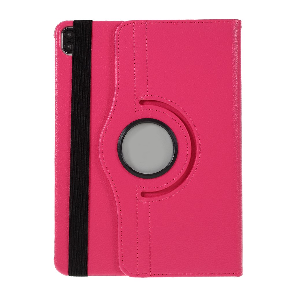 Litchi Skin Leather Case Cover with 360 Rotating Stand for iPad Pro 12.9 (2022) (2021) (2020) (2018) - Rose