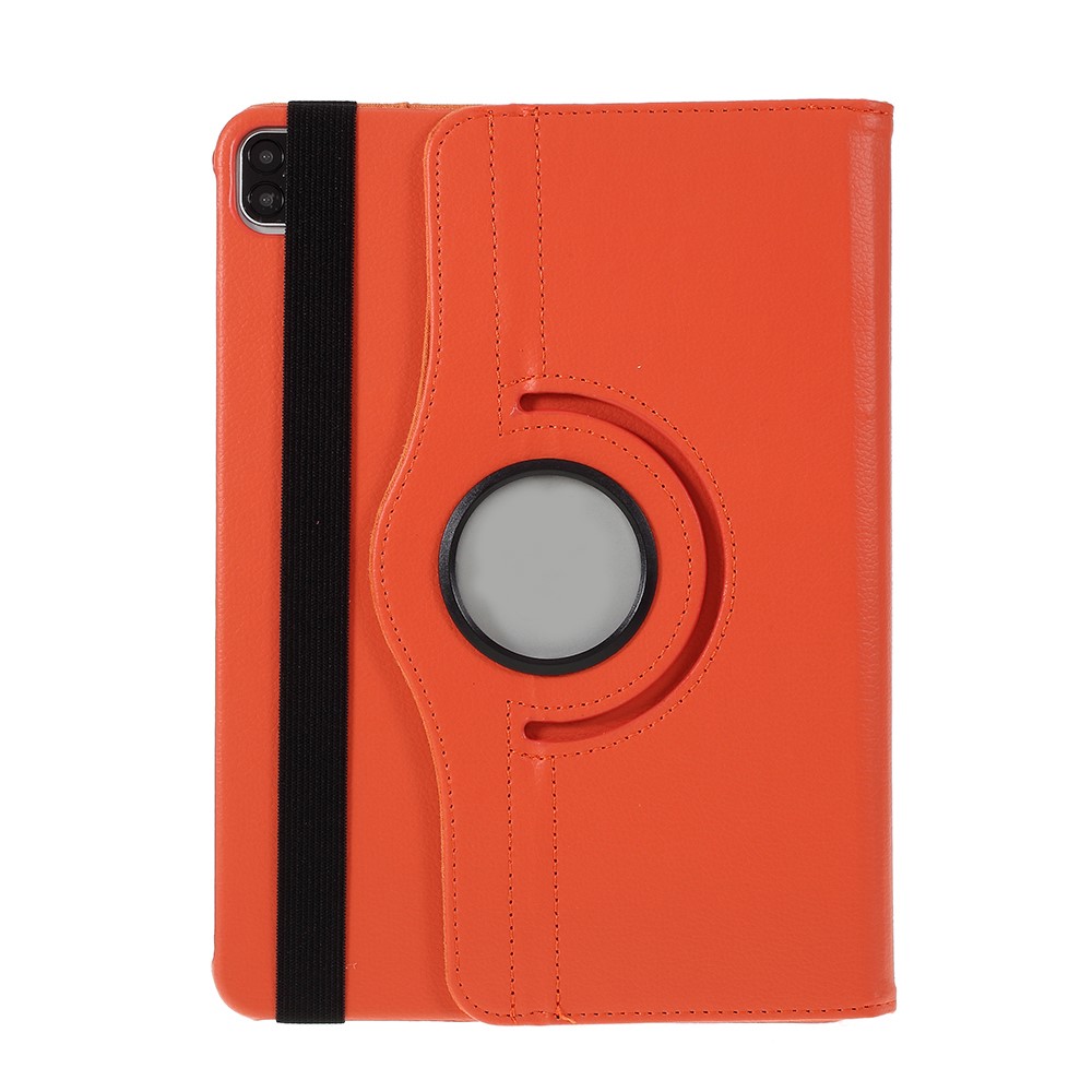 Litchi Skin Leather Case Cover with 360 Rotating Stand for iPad Pro 12.9 (2022) (2021) (2020) (2018) - Orange