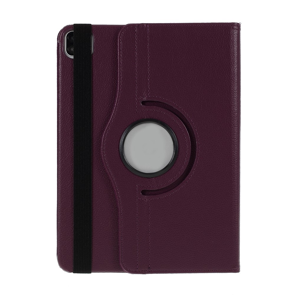 Litchi Skin Leather Case Cover with 360 Rotating Stand for iPad Pro 12.9 (2022) (2021) (2020) (2018) - Purple