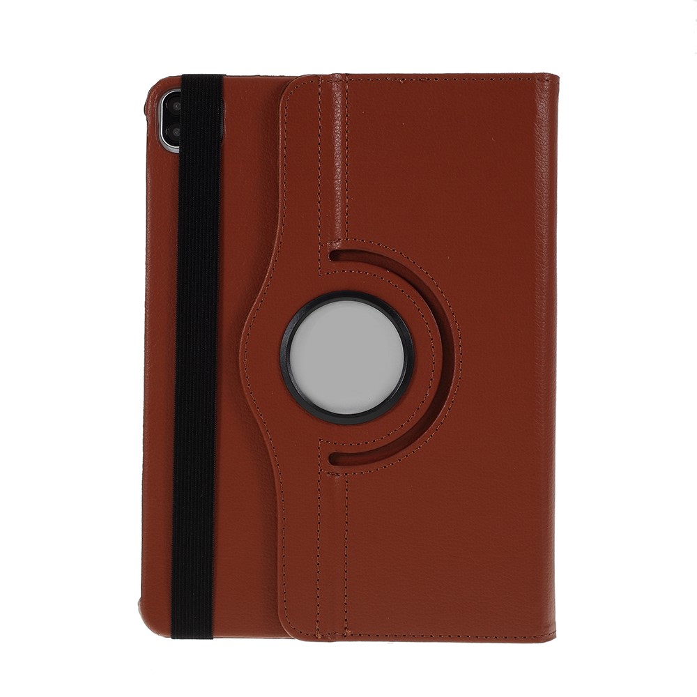 Litchi Skin Leather Case Cover with 360 Rotating Stand for iPad Pro 12.9 (2022) (2021) (2020) (2018) - Brown