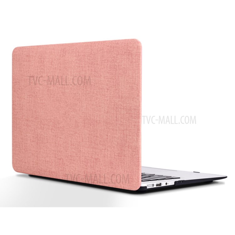 Linen Texture PU Leather Laptop Case Cover for MacBook Air 13.3-inch A1932 (2018) - Pink-3