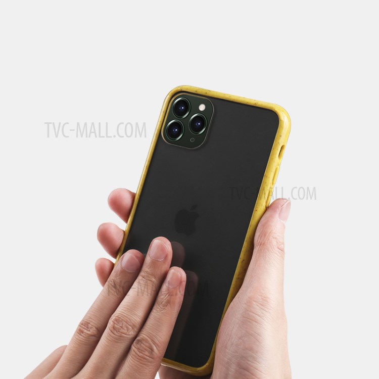 Wheat Straw TPU Edge + Clear Acrylic Back Hybrid Cover for iPhone 11 Pro 5.8 inch - Yellow-2