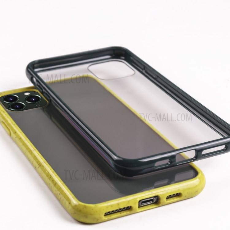 Wheat Straw TPU Edge + Clear Acrylic Back Hybrid Cover for iPhone 11 Pro 5.8 inch - Yellow-4