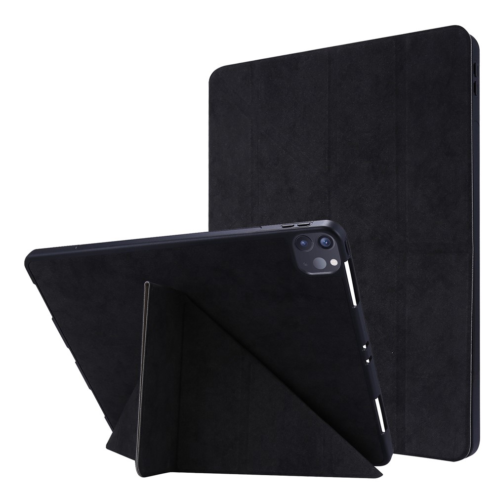 Retro Style Origami Smart Leather Stand Tablet Cover for iPad Pro 11-inch (2020) - Black-1