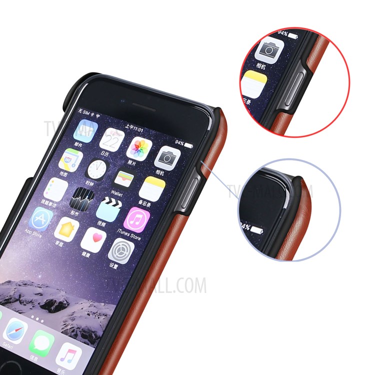 KSQ Dual-color Splicing PU Leather Coated PC Back Case for iPhone SE 2 - Black/Wine Red-4