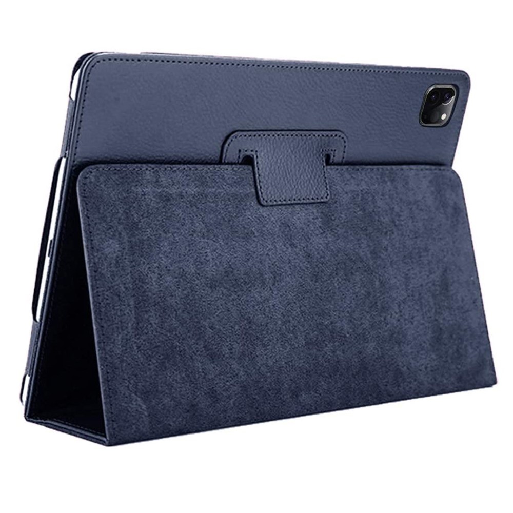 Litchi Surface Flip Stand Leather Tablet Cover for iPad Pro 12.9 (2022) (2021) (2020) - Blue